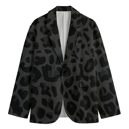 Black Leopard Print Men's Blazer