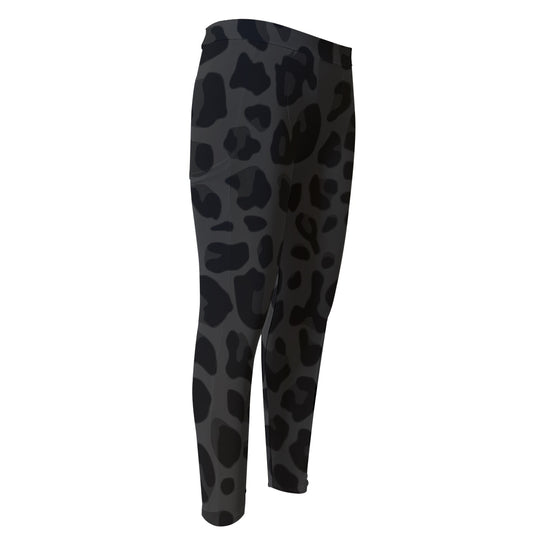 Black Leopard Print Men's Compression Pants