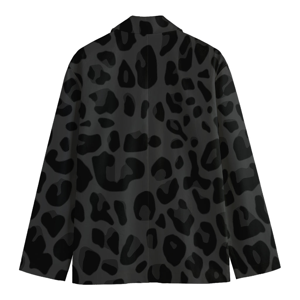 Black Leopard Print Men's Cotton Blazer