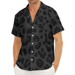 Black Leopard Print Men's Deep V-Neck Shirt