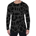 Black Leopard Print Men's Long Sleeve T-Shirt