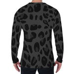 Black Leopard Print Men's Long Sleeve T-Shirt