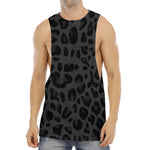 Black Leopard Print Men's Muscle Tank Top