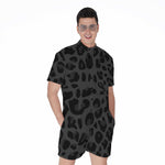 Black Leopard Print Men's Rompers