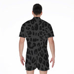 Black Leopard Print Men's Rompers