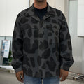 Black Leopard Print Men's Shirt Jacket