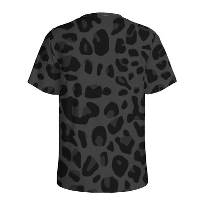 Black Leopard Print Men's Sports T-Shirt