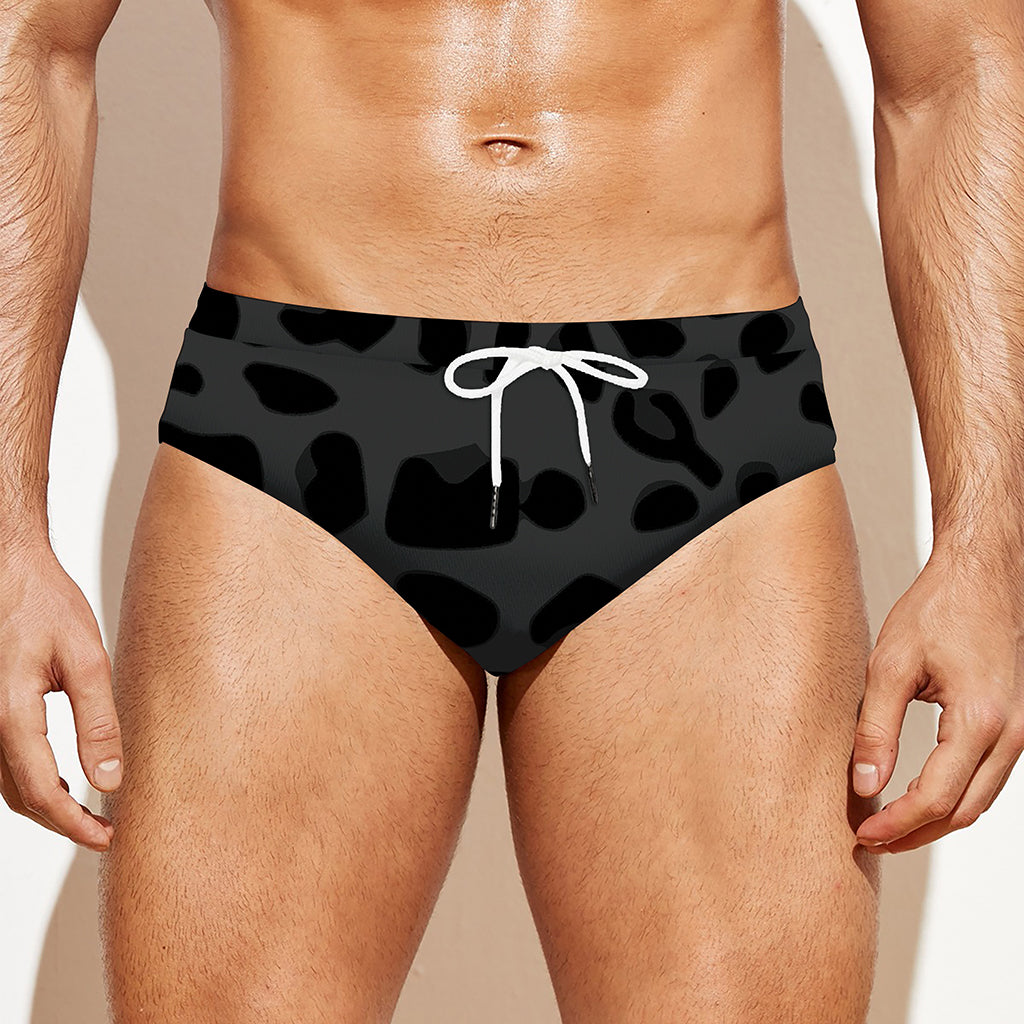 Black Leopard Print Men's Swim Briefs