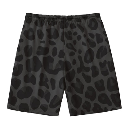 Black Leopard Print Men's Swim Trunks