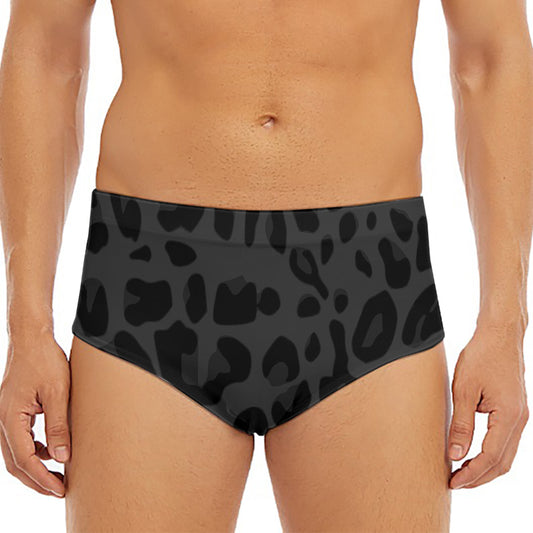 Black Leopard Print Men's Triangle Swim Briefs
