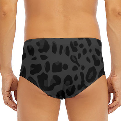Black Leopard Print Men's Triangle Swim Briefs