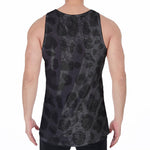 Black Leopard Print Men's Velvet Tank Top