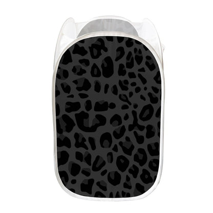 Black Leopard Print Mesh Laundry Hamper