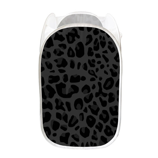 Black Leopard Print Mesh Laundry Hamper