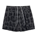 Black Leopard Print Mesh Shorts
