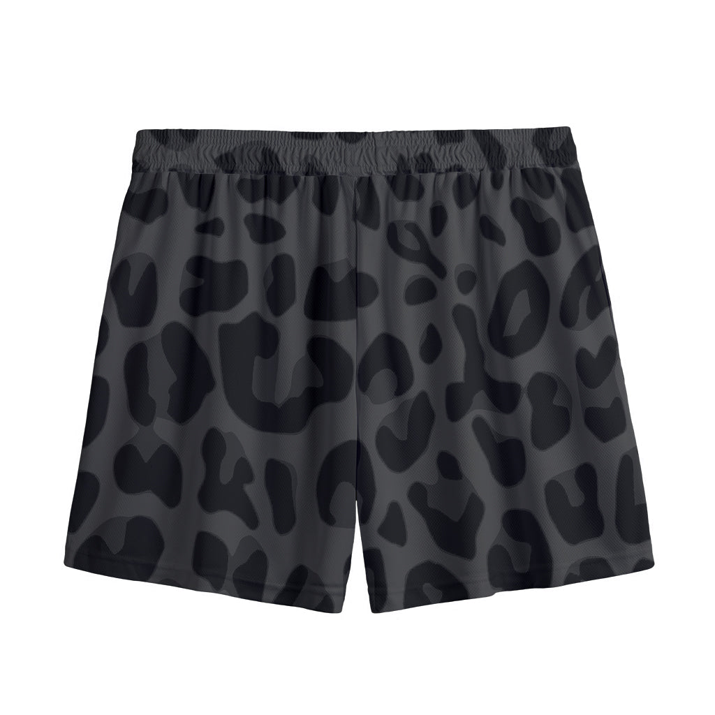 Black Leopard Print Mesh Shorts