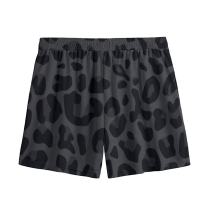 Black Leopard Print Mesh Shorts