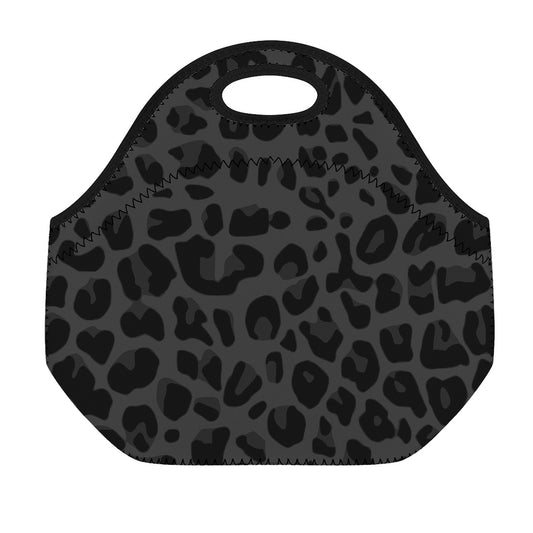 Black Leopard Print Neoprene Lunch Bag