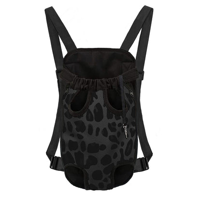 Black Leopard Print Pet Carrier Backpack