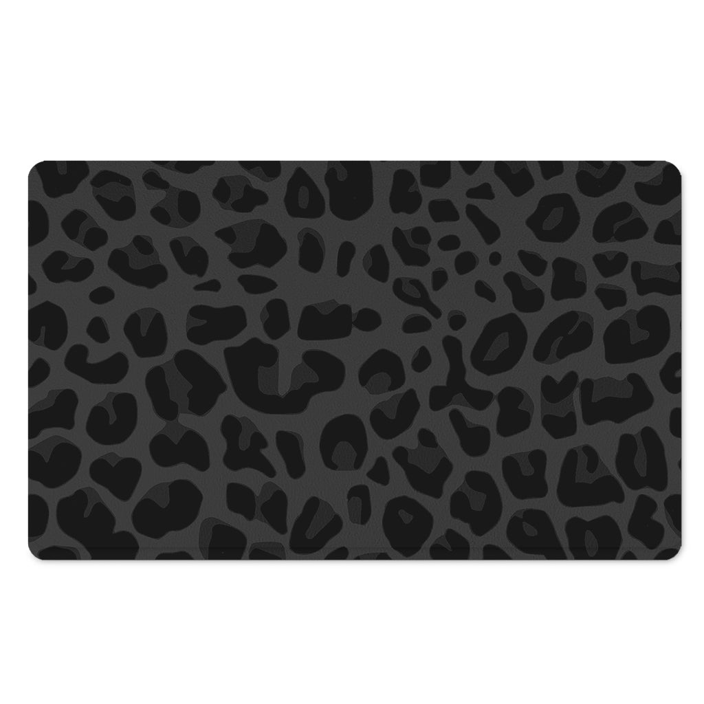 Black Leopard Print Polyester Doormat