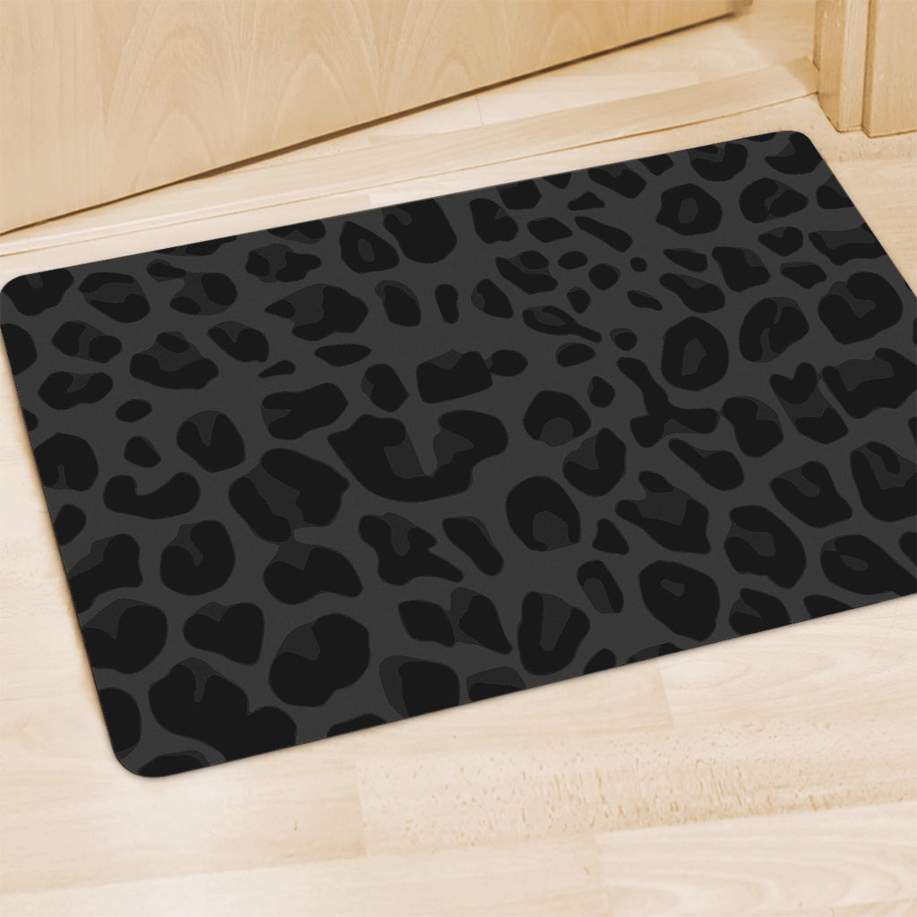 Black Leopard Print Polyester Doormat