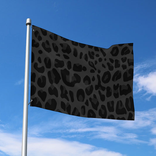 Black Leopard Print Polyester Flag
