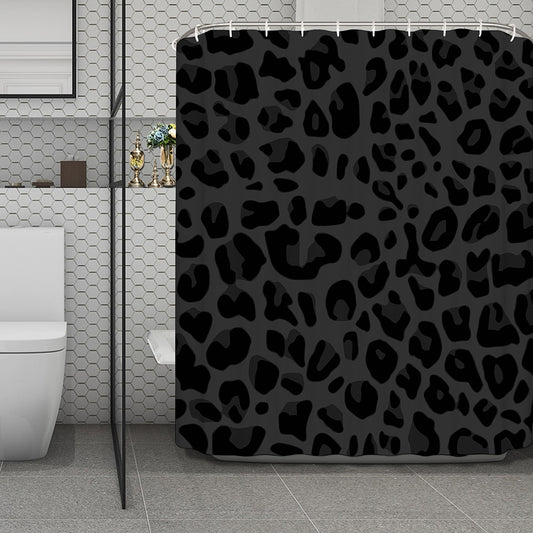 Black Leopard Print Polyester Shower Curtain