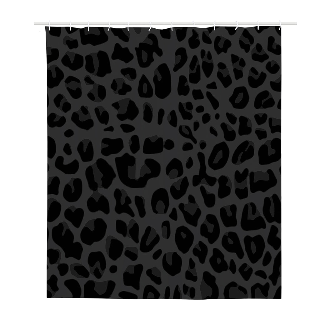 Black Leopard Print Polyester Shower Curtain