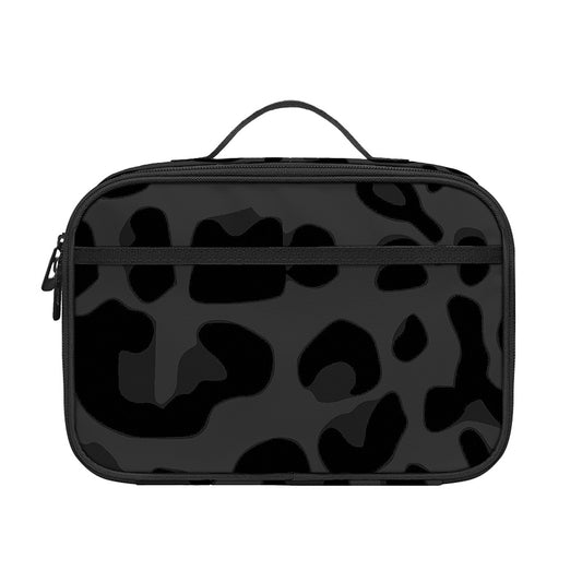 Black Leopard Print Portable Lunch Bag