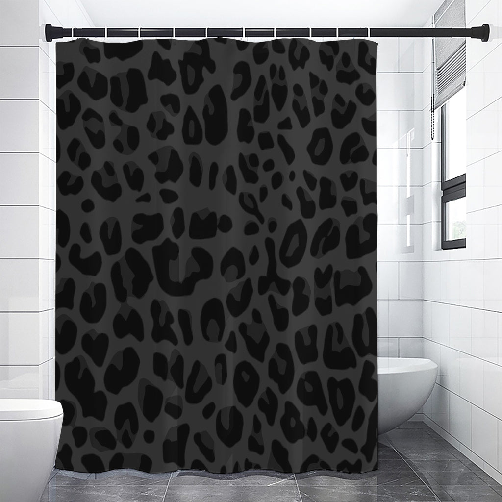 Black Leopard Print Premium Shower Curtain