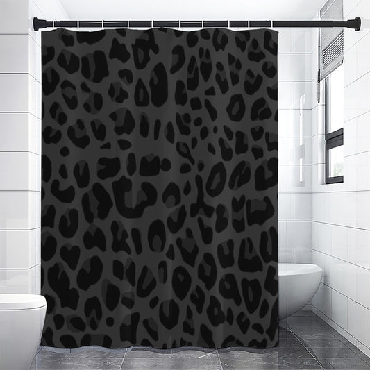 Black Leopard Print Premium Shower Curtain