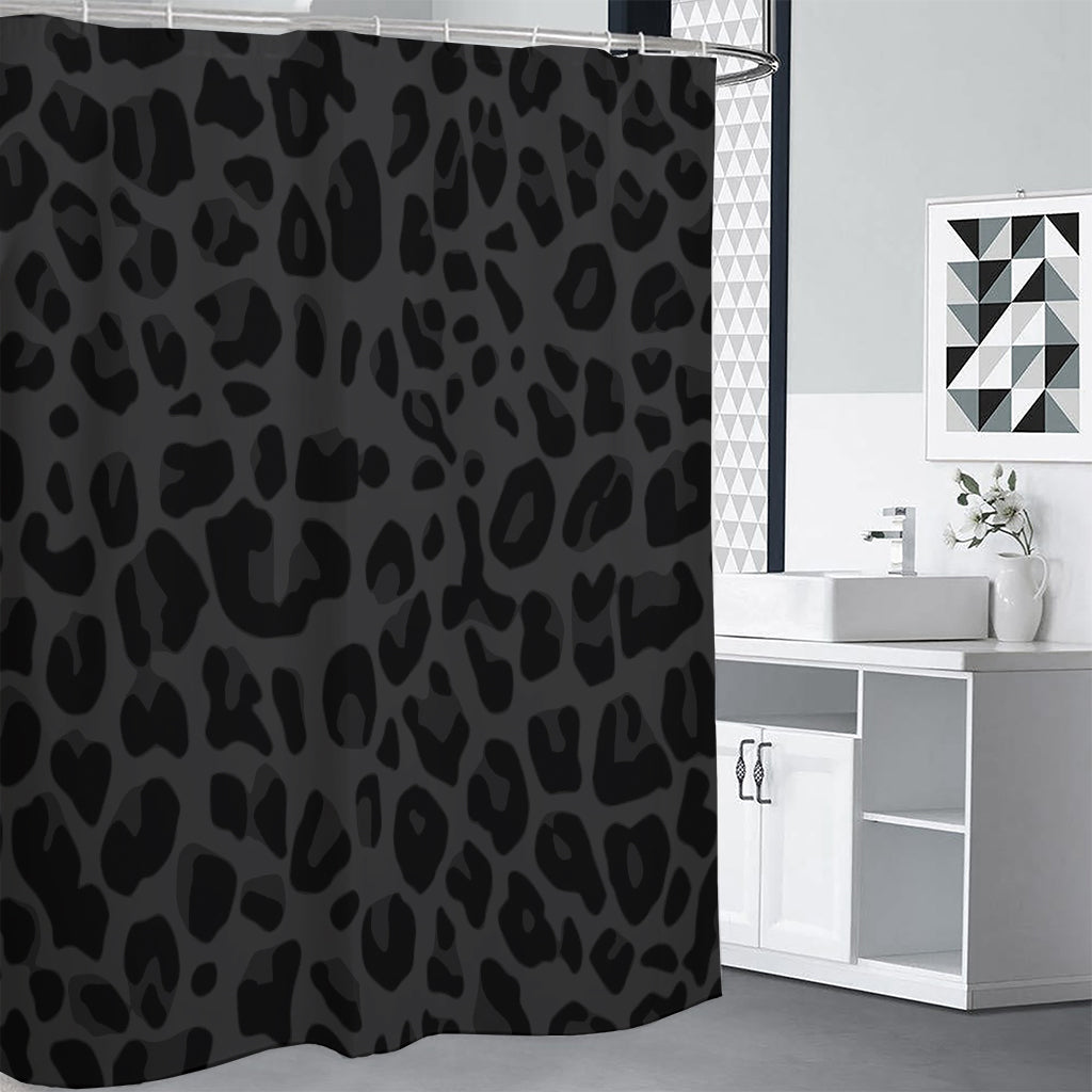 Black Leopard Print Premium Shower Curtain