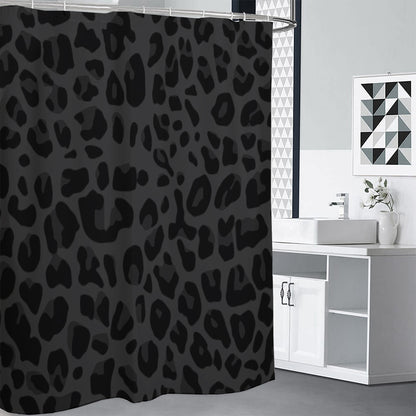 Black Leopard Print Premium Shower Curtain