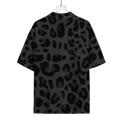 Black Leopard Print Rayon Hawaiian Shirt