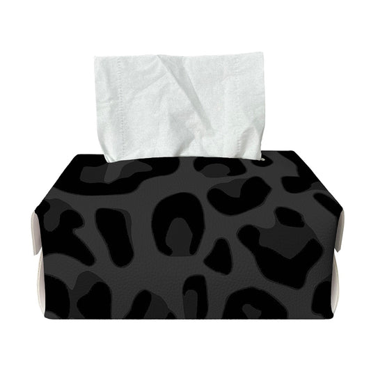 Black Leopard Print Rectangle Tissue Box Cover