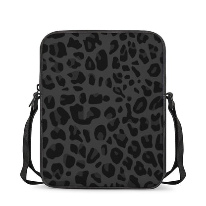 Black Leopard Print Rectangular Crossbody Bag