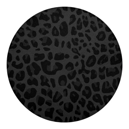 Black Leopard Print Round Blanket