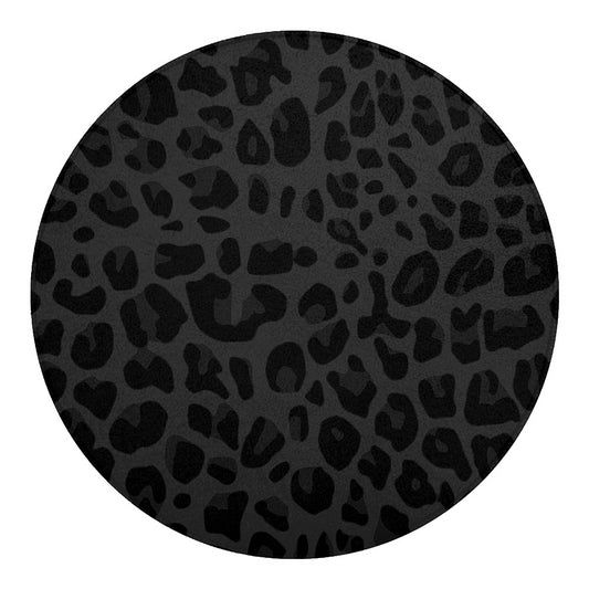 Black Leopard Print Round Blanket