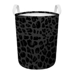 Black Leopard Print Round Laundry Basket
