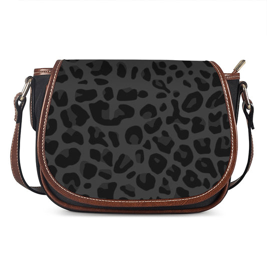 Black Leopard Print Saddle Bag