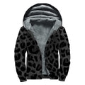 Black Leopard Print Sherpa Lined Zip Up Hoodie