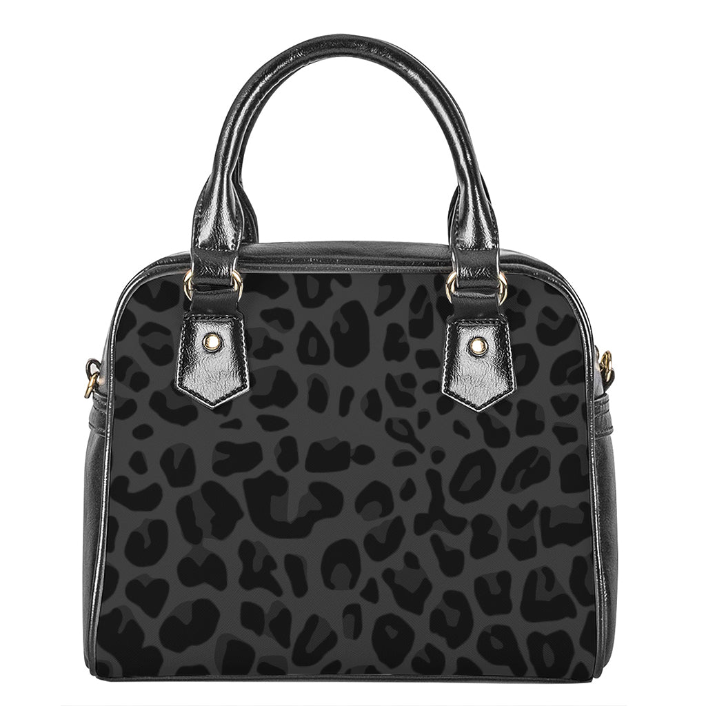 Black Leopard Print Shoulder Handbag