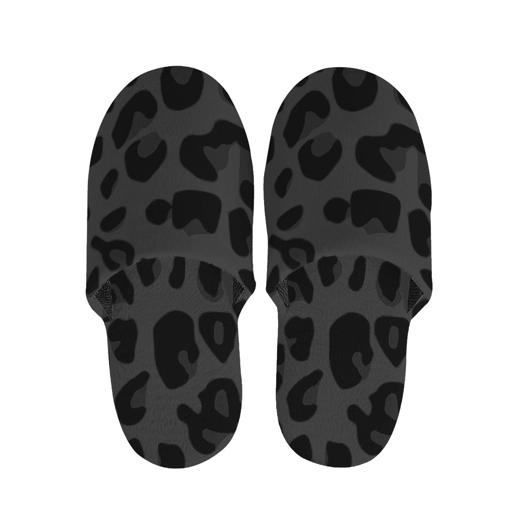 Black Leopard Print Slippers
