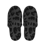 Black Leopard Print Slippers