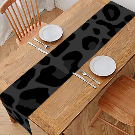 Black Leopard Print Table Runner