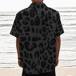 Black Leopard Print Textured Short Sleeve Shirt