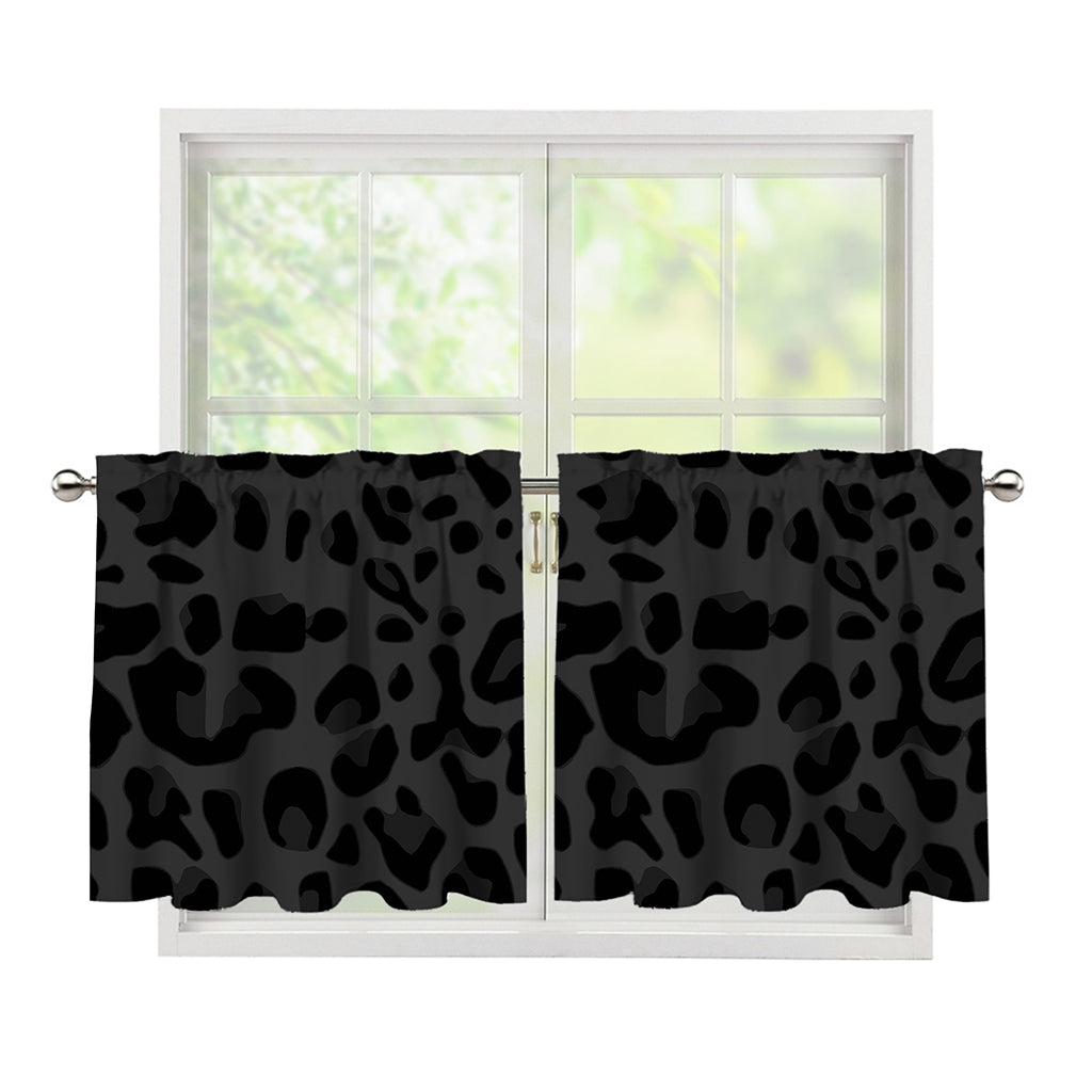 Black Leopard Print Tier Curtains