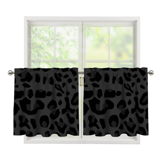 Black Leopard Print Tier Curtains