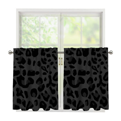Black Leopard Print Tier Curtains