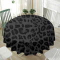 Black Leopard Print Waterproof Round Tablecloth